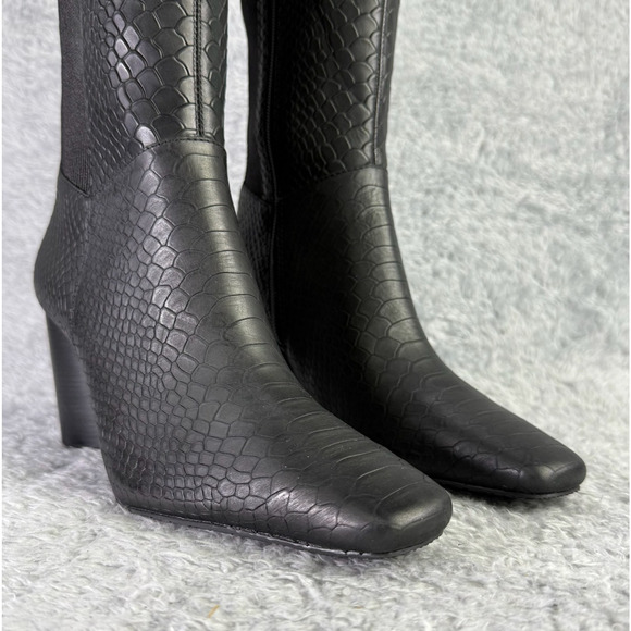 Donald Pliner Women Houda Tall Boots Black Snake Embosssed Leather Womens Sz 5.5 - Picture 9 of 11